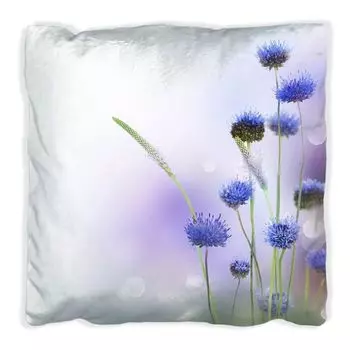 Подушка Wallario Premium, мягкая поверхность, с абстрактным фиолетовым цветочным мотивом, размер: 40 x 40 см, с белой спинкой