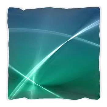 Подушка Wallario Premium, мягкая поверхность, с абстрактным мотивом форм и линий сине-зеленого бирюзового цвета, размер: 60 x 60 см, с белой спинкой