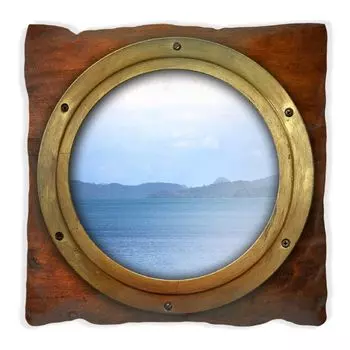 Подушка Wallario Premium, мягкая поверхность, с глазком, мотив лодки, размер: 40 х 40 см, с белой спинкой