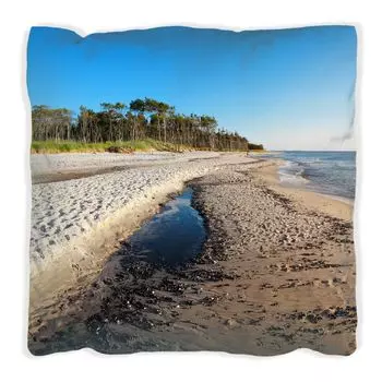 Подушка Wallario Premium, мягкая поверхность, с изображением одинокого пляжа у моря - мотив голубого неба, размер: 60 х 60 см, с белой спинкой