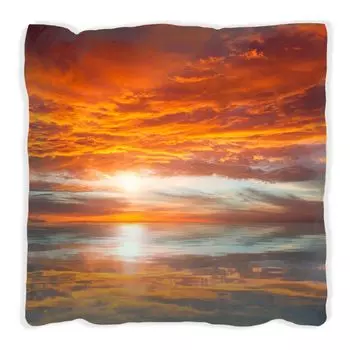 Подушка Wallario Premium, мягкая поверхность, с изображением заката в отражении над озером, размер: 60 x 60 см, с белой спинкой