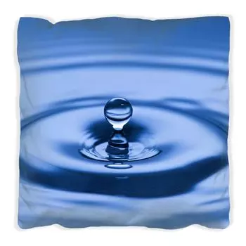 Подушка Wallario Premium, мягкая поверхность, с каплями воды в виде голубой воды, размер: 40 x 40 см, с белой спинкой