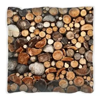 Подушка Wallario Premium, мягкая поверхность, с круглым ворсом из темного дерева, размер: 60 x 60 см, с белой спинкой