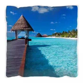 Подушка Wallario Premium, мягкая поверхность, с местом в мотиве Южных морей, размер: 40 х 40 см, с белой спинкой