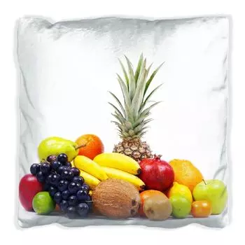 Подушка Wallario Premium, мягкая поверхность, с мотивом смешанных фруктов со всего мира - коллекция экзотических фруктов, размер: 60 x 60 см, с белой спинкой