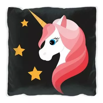 Подушка Wallario Premium, мягкая поверхность, с мотивом единорога - милые розовые единороги со звездами, размер: 40 х 40 см, с белой спинкой