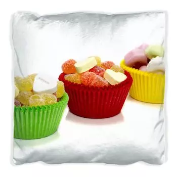 Подушка Wallario Premium, мягкая поверхность, с мотивом Sweets - конфетные кексы на кухне, размер: 60 х 60 см, с белой спинкой