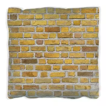 Подушка Wallario Premium, мягкая поверхность, с мотивом кирпичной стены желтого цвета, размер: 60 x 60 см, с белой спинкой