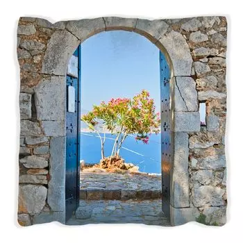 Подушка Wallario Premium, мягкая поверхность, с мотивом тосканской арки, размер: 40 x 40 см, с белой спинкой