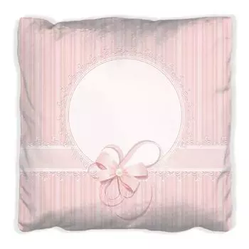Подушка Wallario Premium, мягкая поверхность, с мотивом подарочной карты, розовыми лентами, кружевом и бантиками, размер: 60 x 60 см, с белой спинкой