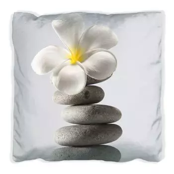 Подушка Wallario Premium, мягкая поверхность, с мотивом «Цветы на сложенных камнях», размер: 40 x 40 см, с белой спинкой