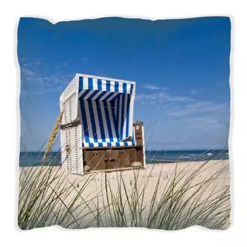 Подушка Wallario Premium, мягкая поверхность, с мотивом шезлонга, размер: 60 x 60 см, с белой спинкой