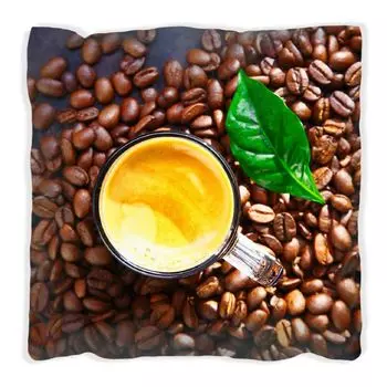 Подушка Wallario Premium, мягкая поверхность, с мотивом кофе и зерен, размер: 60 x 60 см, с белой спинкой