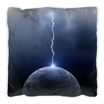 Подушка Wallario Premium, мягкая поверхность, с мотивом «Гроза над землей», размер: 40 x 40 см, с белой спинкой
