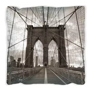 Подушка Wallario Premium, мягкая поверхность, с мотивом «Бруклинский мост в Нью-Йорке», размер: 30 x 30 см, с белой спинкой