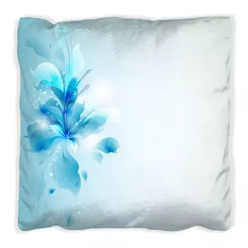 Подушка Wallario Premium, мягкая поверхность, с мотивом букета синих цветов, размер: 30 x 30 см, с белой спинкой
