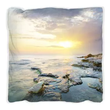 Подушка Wallario Premium, мягкая поверхность, с мотивом «Закат над морем», размер: 60 x 60 см, с белой спинкой