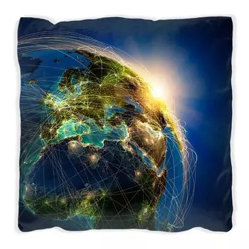 Подушка Wallario Premium, мягкая поверхность, с мотивом Earth in Space in Sunshine, размер: 60 x 60 см, с белой спинкой