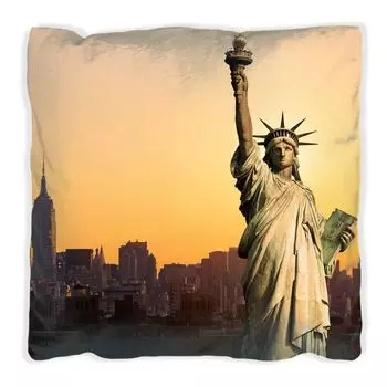 Подушка Wallario Premium, мягкая поверхность, с мотивом Статуи Свободы в Нью-Йорке, размер: 60 x 60 см, с белой спинкой