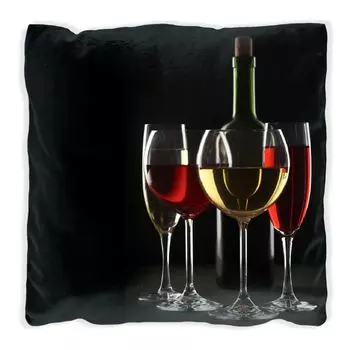 Подушка Wallario Premium, мягкая поверхность, с мотивом вечерней дегустации вин, размер: 40 x 40 см, с белой спинкой