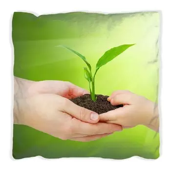 Подушка Wallario Premium, мягкая поверхность, с мотивом Нежное растение - из рук в руки, размер: 30 х 30 см, с белой спинкой