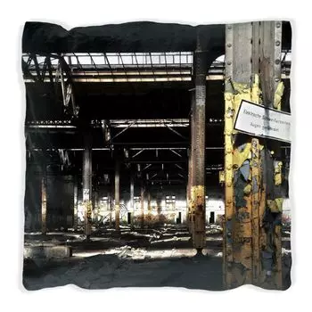 Подушка Wallario Premium, мягкая поверхность, с мотивом заброшенного старого фабричного цеха и сияющими солнечными лучами, размер: 40 х 40 см, с белой спинкой