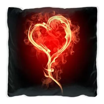 Подушка Wallario Premium, мягкая поверхность, с мотивом горящего сердца, размер: 40 х 40 см, с белой спинкой