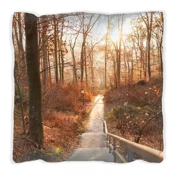 Подушка Wallario Premium, мягкая поверхность, с мотивом «дорожка в виде заката», размер: 40 x 40 см, с белой спинкой