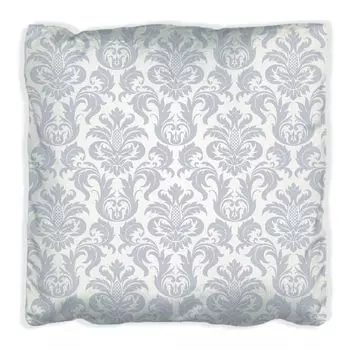 Подушка Wallario Premium, мягкая поверхность, с мотивом Royal Scroll белого и сине-серого цветов, размер: 60 x 60 см, с белой спинкой