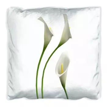 Подушка Wallario Premium, мягкая поверхность, с мотивом Callas бело-желтый, размер: 40 x 40 см, с белой спинкой