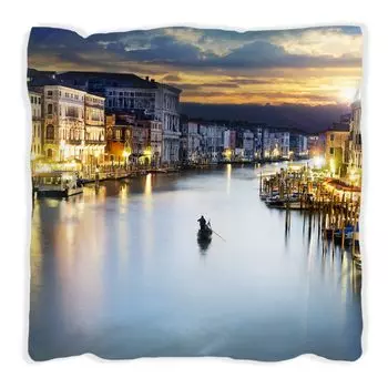 Подушка Wallario Premium, мягкая поверхность, с мотивом Большого канала в Венеции вечером при заходящем солнце, размер: 30 х 30 см, с белой спинкой