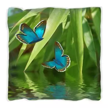 Подушка Wallario Premium, мягкая поверхность, с мотивом «бабочки в отражении», размер: 40 x 40 см, с белой спинкой
