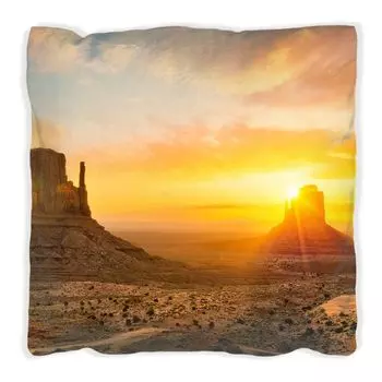 Подушка Wallario Premium, мягкая поверхность, с мотивом «Памятник на закате», размер: 40 x 40 см, с белой спинкой