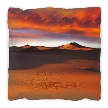 Подушка Wallario Premium, мягкая поверхность, с мотивом «Пустыня Сахара II - песчаные дюны на закате», размер: 40 х 40 см, с белой спинкой