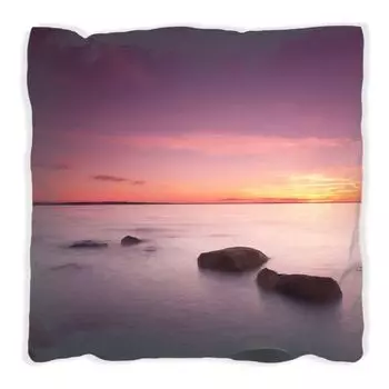 Подушка Wallario Premium, мягкая поверхность, с мотивом «Туман на озере на закате», размер: 40 x 40 см, с белой спинкой