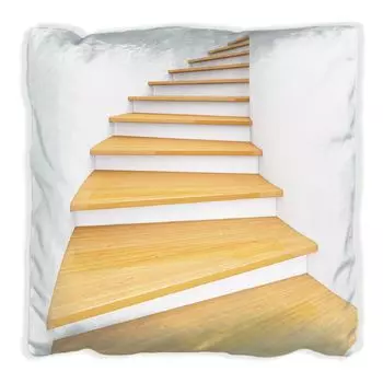 Подушка Wallario Premium, мягкая поверхность, с мотивом винтовой лестницы из светлого дерева, размер: 60 х 60 см, с белой спинкой