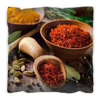 Подушка Wallario Premium, мягкая поверхность, с мотивом специй и трав, размер: 40 x 40 см, с белой спинкой