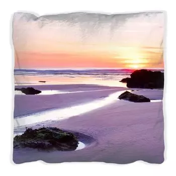 Подушка Wallario Premium, мягкая поверхность, с мотивом «Закат на одиноком пляже», размер: 60 x 60 см, с белой спинкой