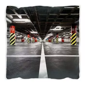 Подушка Wallario Premium, мягкая поверхность, с мотивом «Перспектива снизу пустого подземного гаража», размер: 40 x 40 см, с белой спинкой