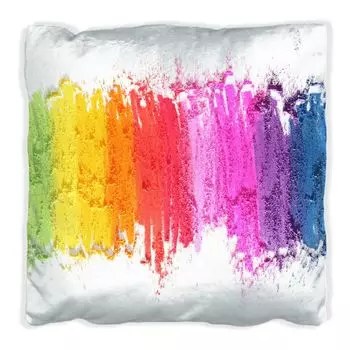 Подушка Wallario Premium, мягкая поверхность, с мотивом радужных полос на белом фоне - цветная краска, размер: 40 х 40 см, с белой изнанкой
