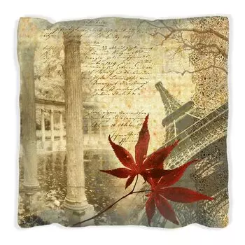 Подушка Wallario Premium, мягкая поверхность, с мотивом Парижского дизайна - Эйфелева башня осенью, размер: 40 x 40 см, с белой спинкой