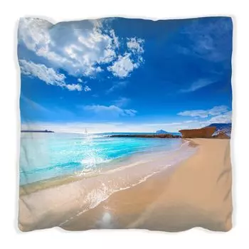 Подушка Wallario Premium, мягкая поверхность, с мотивом «Пляж мечты под голубым небом», размер: 40 x 40 см, с белой спинкой