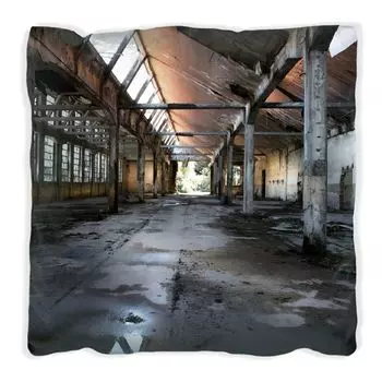 Подушка Wallario Premium, мягкая поверхность, с мотивом пустого и одинокого старого промышленного зала, размер: 60 x 60 см, с белой спинкой
