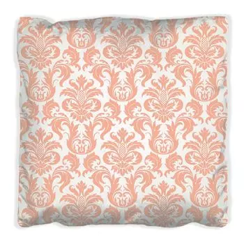 Подушка Wallario Premium, мягкая поверхность, с мотивом Royal Scroll белого и оранжевого цвета, размер: 40 x 40 см, с белой спинкой