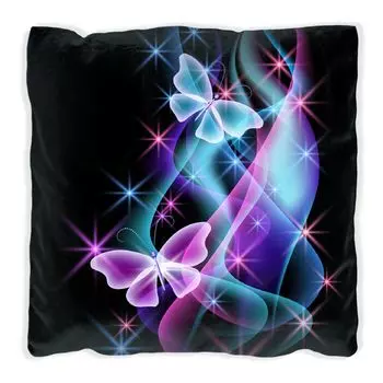 Подушка Wallario Premium, мягкая поверхность, с мотивом бабочек ярких цветов, размер: 40 х 40 см, с белой спинкой