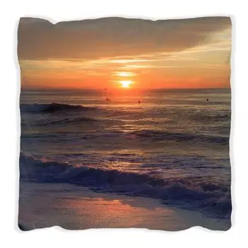 Подушка Wallario Premium, мягкая поверхность, с мотивом «Солнце над морем», размер: 60 x 60 см, с белой спинкой