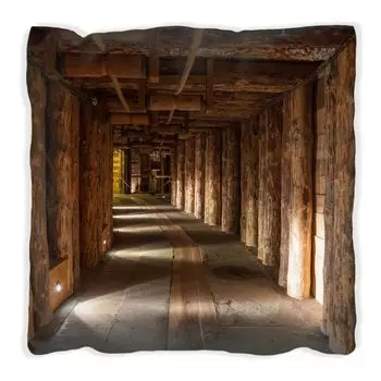 Подушка Wallario Premium, мягкая поверхность, с мотивом старого туннеля в соляной шахте в Польше, размер: 60 х 60 см, с белой спинкой