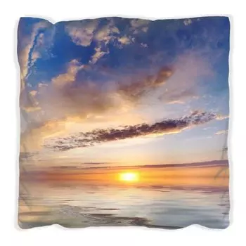 Подушка Wallario Premium, мягкая поверхность, с мотивом «Закат над водой», размер: 40 x 40 см, с белой спинкой