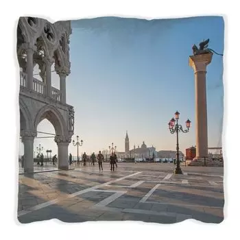 Подушка Wallario Premium, мягкая поверхность, с мотивом Венеция - Дворец дожей, площадь Сан-Марко и церковь Сан-Джорджо Маджоре I, размер: 30 х 30 см, с белой спинкой