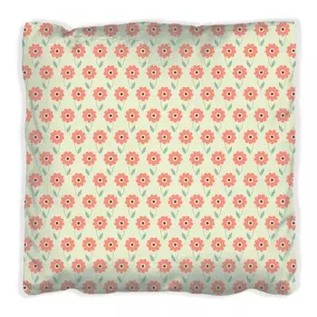 Подушка Wallario Premium, мягкая поверхность, с мотивом из красных цветов и зеленых листьев, размер: 60 х 60 см, с белой спинкой